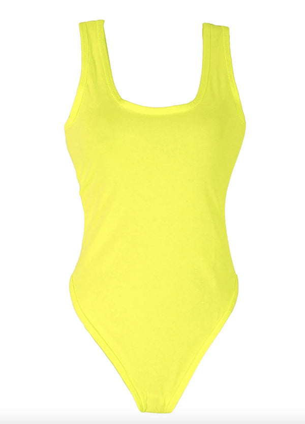 FLURO YELLOW 80S LEOTARD